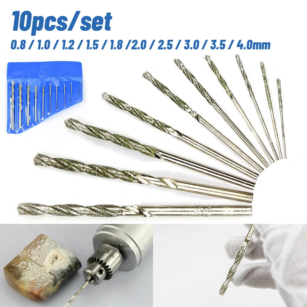10Pcs 0.8-4mm Mini Diamond Tipped Twist Drill Bit Set Power Tool Model Craft With Case Repair Tool Drill Bits For Glass Tile Sto
10Pcs 0.8-4mm Mini Diamond Tipped Twist Drill Bit Set Power Tool Model Craft With Case Repair Tool Drill Bits For Glass Tile Sto