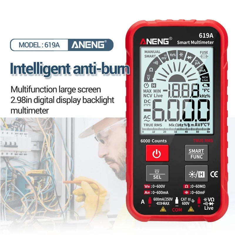 True RMS 6000 отсчетов Цифровой мультиметр аналоговый бар переменного/постоянного тока тестер напряжения
True RMS 6000 отсчетов Цифровой мультиметр аналоговый бар переменного/постоянного тока тестер напряжения