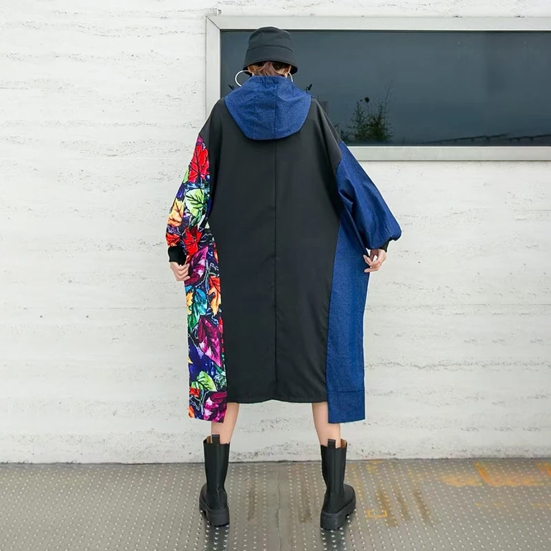 CHICEVER Vintage Straight Dress For Women Hooded Collar Long Sleeve Hit Color Loose Patchwork Print Mid Dresses Female 2021 Tide
CHICEVER Vintage Straight Dress For Women Hooded Collar Long Sleeve Hit Color Loose Patchwork Print Mid Dresses Female 2021 Tide