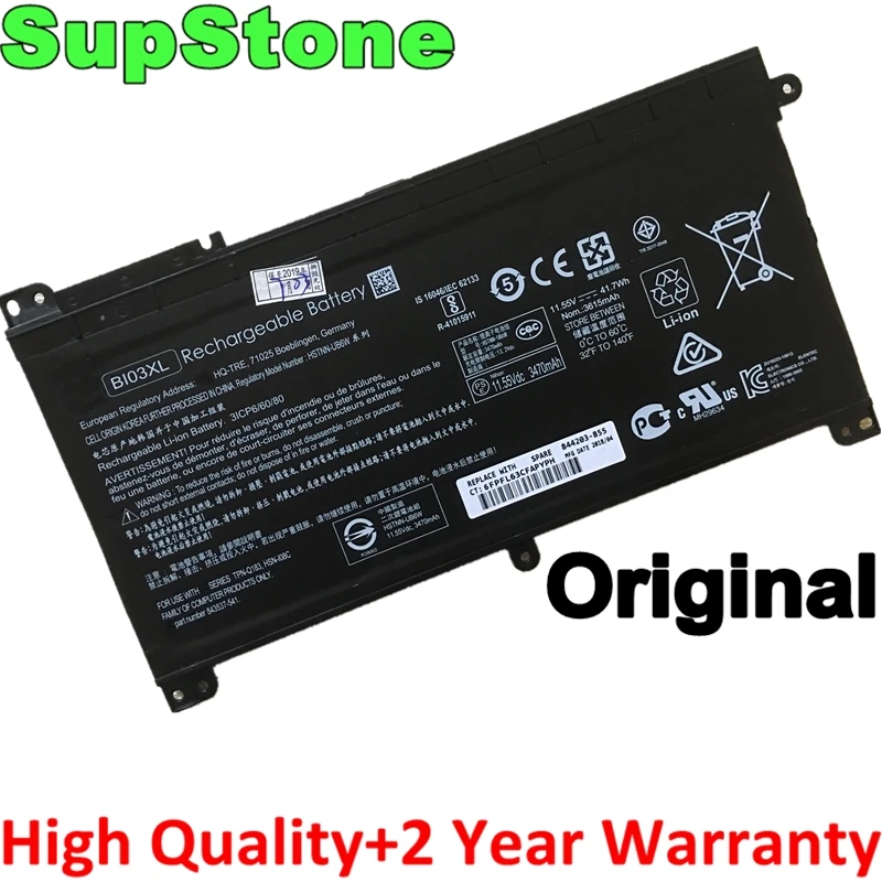 SupStone Genuine HSTNN-UB6W 843537-541 BI03XL laptop battery for HP Pavilion X360 13-U100TU U113TU U169TU TPN-W118 Stream 14-AX0
SupStone Genuine HSTNN-UB6W 843537-541 BI03XL laptop battery for HP Pavilion X360 13-U100TU U113TU U169TU TPN-W118 Stream 14-AX0