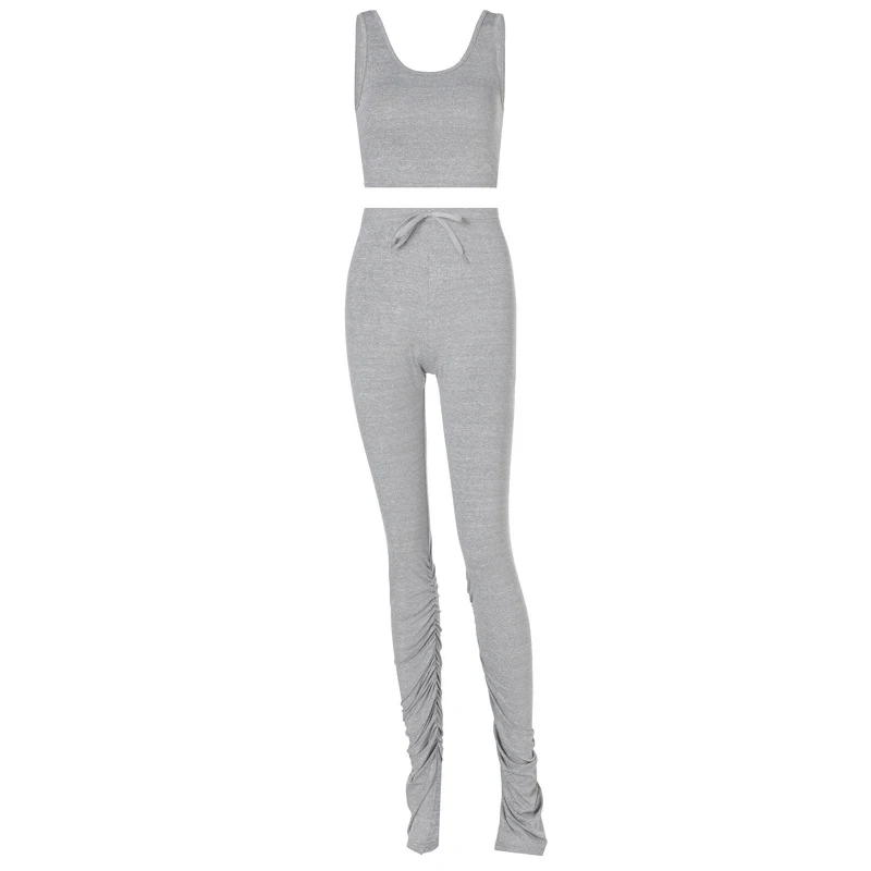 2020 Tank Top And Stacked Pants 2 Piece Set Women Casual Sportswear Sleeveless Tracksuits Fashion Workout Grey Matching Sets
2020 Tank Top And Stacked Pants 2 Piece Set Women Casual Sportswear Sleeveless Tracksuits Fashion Workout Grey Matching Sets