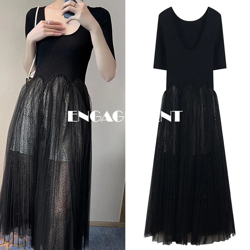 ENGAGEMENT 2021 Spring and Summer Backless Knit Round Neck Middle Sleeve Stitching Mesh Long Dress Women's Dress
ENGAGEMENT 2021 Spring and Summer Backless Knit Round Neck Middle Sleeve Stitching Mesh Long Dress Women's Dress