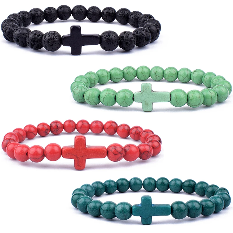 Natural Stone Cross Charm Bracelet Black Lava Matte Beaded Bracelets Handmade Men Women Prayer Fitness Chain Couple Jewelry Gift
Natural Stone Cross Charm Bracelet Black Lava Matte Beaded Bracelets Handmade Men Women Prayer Fitness Chain Couple Jewelry Gift