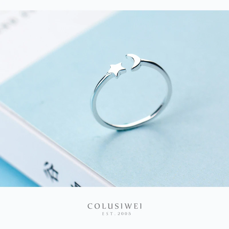 COLUSIWEI Real 925 Sterling Silver Simple Star Moon Ring for Women Free Size Open Finger Rings Female Fashion Jewelry 2020 New
COLUSIWEI Real 925 Sterling Silver Simple Star Moon Ring for Women Free Size Open Finger Rings Female Fashion Jewelry 2020 New