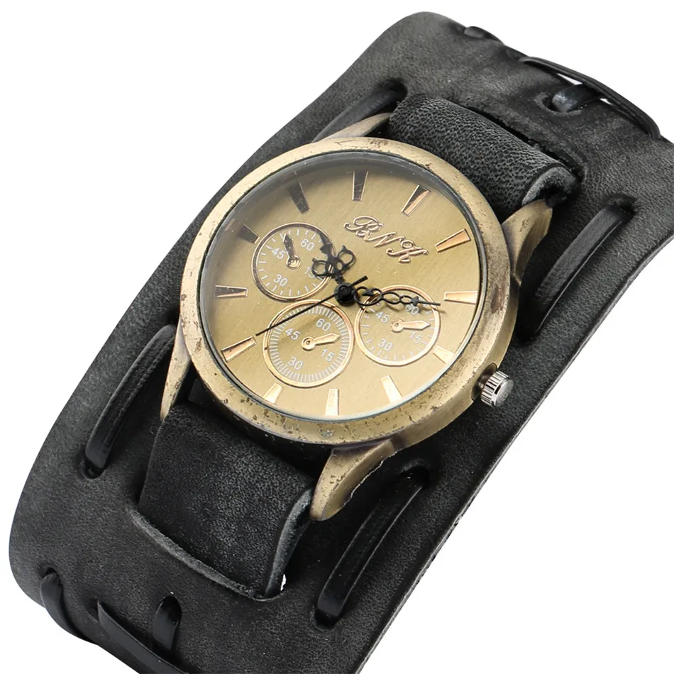 Men's Punk Vintage Quartz Wristwatch Bronze Metal Case Large Size Leather Watch Band Cool Rock Fashion Male Timepiece
Men's Punk Vintage Quartz Wristwatch Bronze Metal Case Large Size Leather Watch Band Cool Rock Fashion Male Timepiece