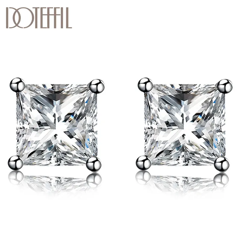 DOTEFFIL 925 Sterling Silver Charm Square AAA zircon Earrings Women Jewelry Fashion Wedding Party Gift
DOTEFFIL 925 Sterling Silver Charm Square AAA zircon Earrings Women Jewelry Fashion Wedding Party Gift