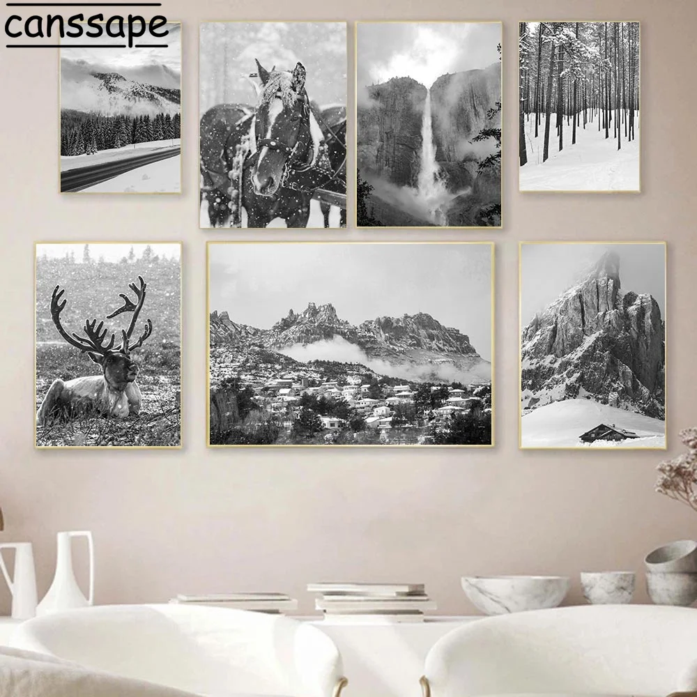 Natural Landscape Canvas Poster Horse Art Print Snow Scene Posters Mountain Nordic Wall Pictures For Living Room Decoration
Natural Landscape Canvas Poster Horse Art Print Snow Scene Posters Mountain Nordic Wall Pictures For Living Room Decoration