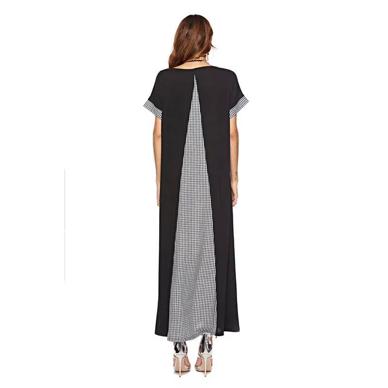 2019 New Dress European and American Stitching Plaid Round Neck Dress Hot Dress Short Sleeve Loose Dress
2019 New Dress European and American Stitching Plaid Round Neck Dress Hot Dress Short Sleeve Loose Dress