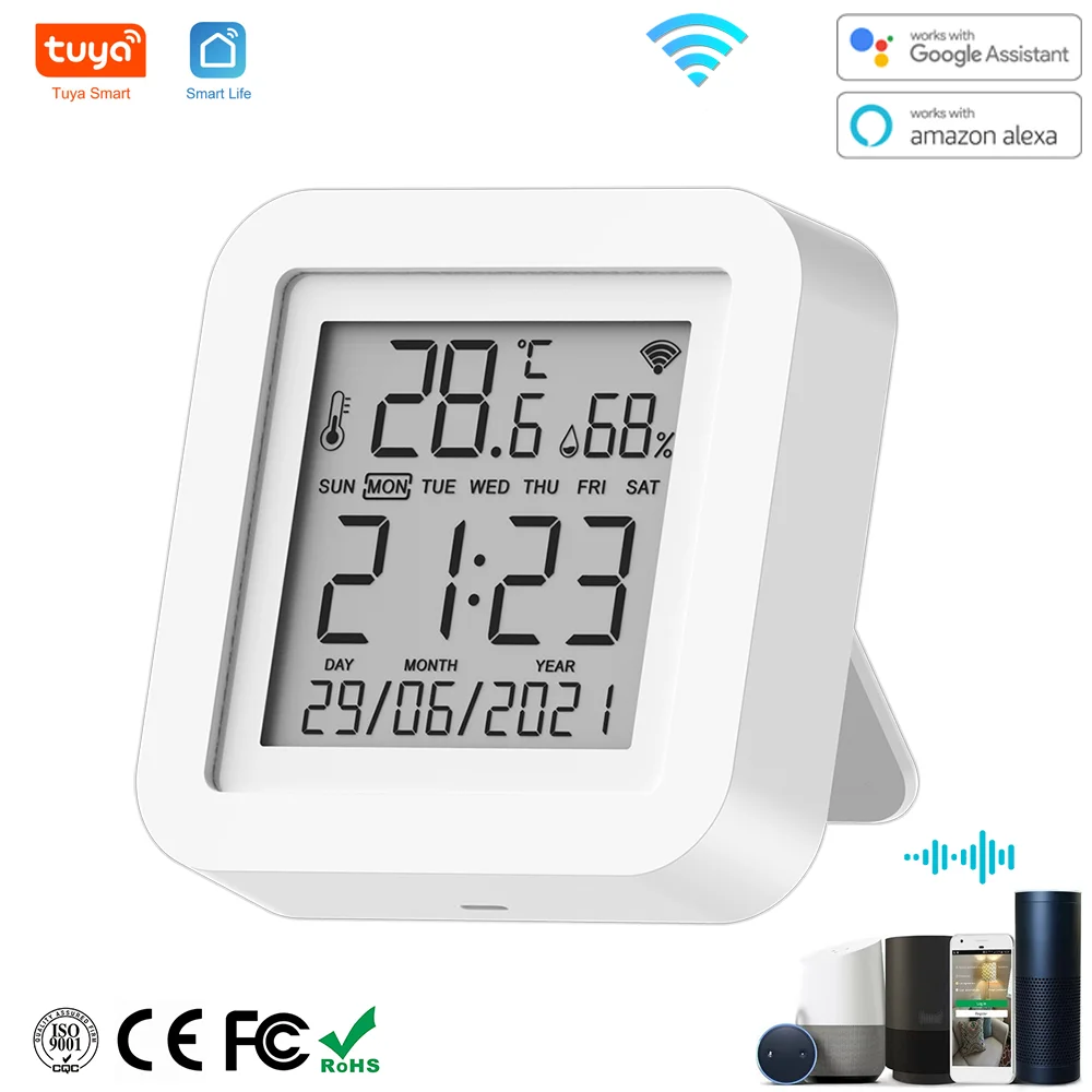 WIFI Temperature & Humidity Sensor for Smart Home Thermometer With Display Support For Alexa Google Assistant 
WIFI Temperature & Humidity Sensor for Smart Home Thermometer With Display Support For Alexa Google Assistant