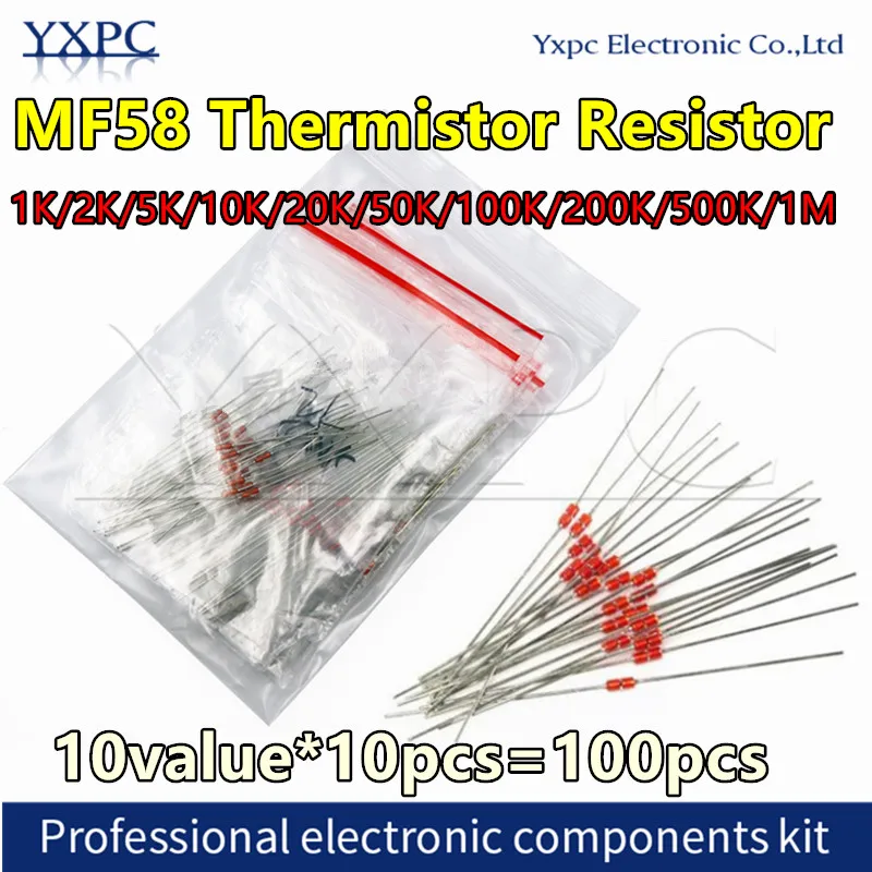 10value*10pcs=100pcs MF58 NTC Thermistor Resistor Kit NTC-MF58 1K 2K 5K 10K 20K 50K 100K 200K 500K 1M +/-5% 3950 3950B
10value*10pcs=100pcs MF58 NTC Thermistor Resistor Kit NTC-MF58 1K 2K 5K 10K 20K 50K 100K 200K 500K 1M +/-5% 3950 3950B