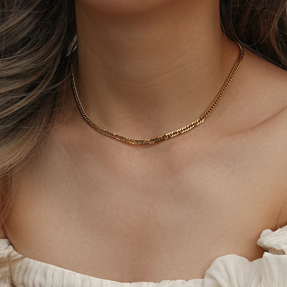 2021 New Minimalist Basic 316L Stainless Steel Miami Chain Necklace 18K Gold Plated Wrist Bracelets Anklets Tarnish Free Chain 
2021 New Minimalist Basic 316L Stainless Steel Miami Chain Necklace 18K Gold Plated Wrist Bracelets Anklets Tarnish Free Chain