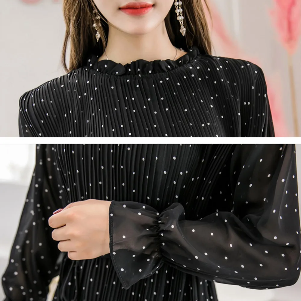 Banulin Black Vintage Clothes Long Chiffon Dress 2020 New Spring Korean Fashion Women Long Sleeved Polka Dot Pleated Dress
Banulin Black Vintage Clothes Long Chiffon Dress 2020 New Spring Korean Fashion Women Long Sleeved Polka Dot Pleated Dress
