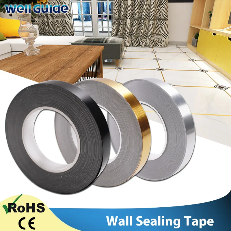 Silver Gold Adhesive Floor Tile Strip Seam Wall Stickers Foil Tape Waterproof Wall Sealing Tape Home Decoration 0.5/1/2*5000cm
Silver Gold Adhesive Floor Tile Strip Seam Wall Stickers Foil Tape Waterproof Wall Sealing Tape Home Decoration 0.5/1/2*5000cm