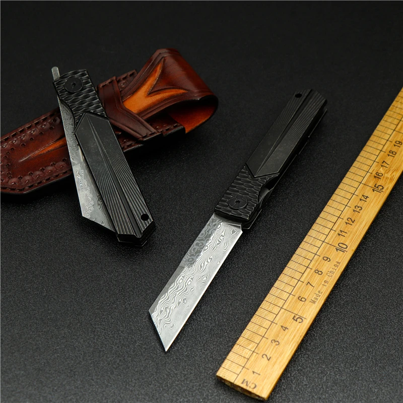VG10 Damascus steel Folding Knife Outdoor Portable Sharp High hardness hunting knife TC4 titanium alloy handle EDC tool
VG10 Damascus steel Folding Knife Outdoor Portable Sharp High hardness hunting knife TC4 titanium alloy handle EDC tool