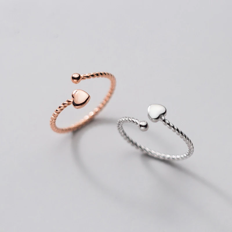 Real 925 Sterling Silver Simple Love Heart Open Rings Twisted Adjustable Ring for Women Girls
Real 925 Sterling Silver Simple Love Heart Open Rings Twisted Adjustable Ring for Women Girls