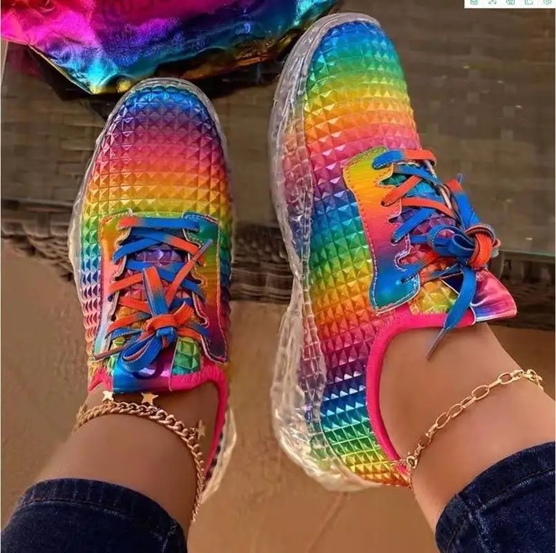 Women Rainbow Colors Shoes Female Vulcanize Shoes Confort Casual Ladies Sneaker Chunky Sapatos De Mujer Large Size 42 43
Women Rainbow Colors Shoes Female Vulcanize Shoes Confort Casual Ladies Sneaker Chunky Sapatos De Mujer Large Size 42 43