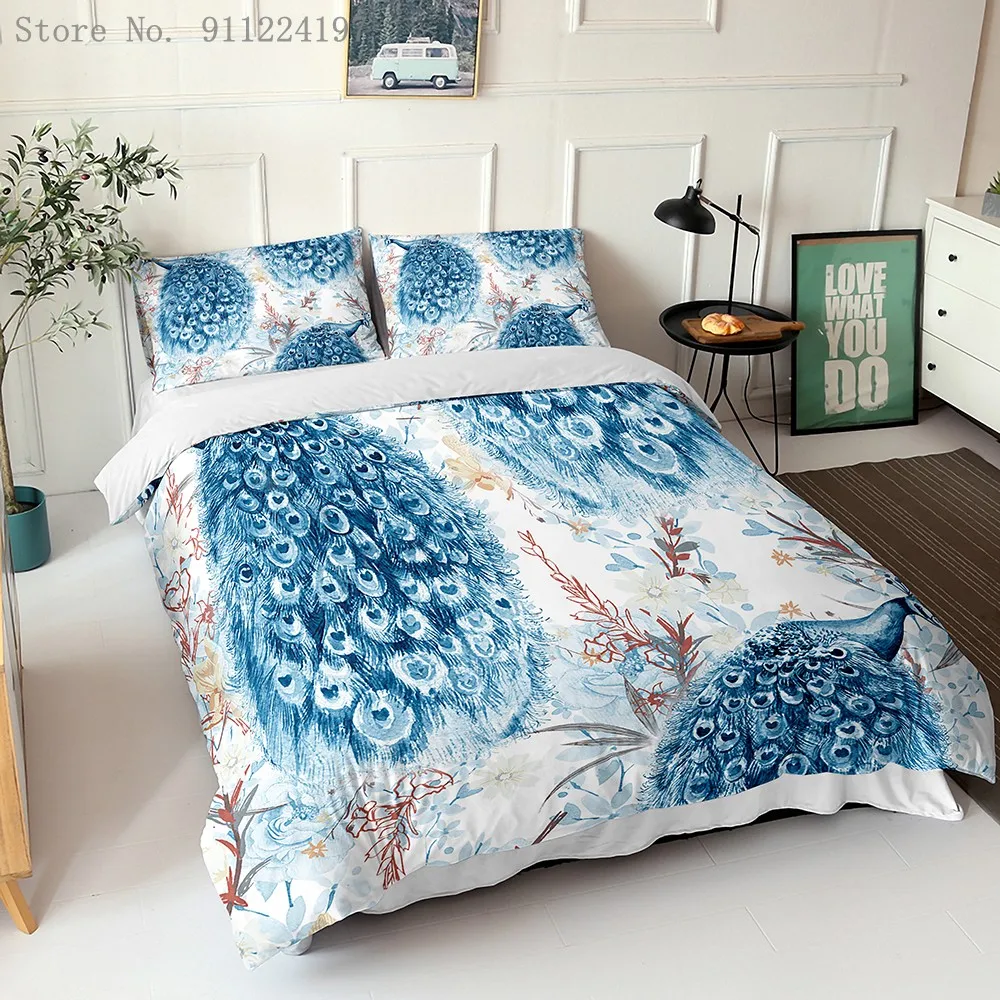 Peacock Bird Print Bedding Set Blooming Sakura Flower Duvet Cover Watercolor Home Textiles Pink Magnolia Bedclothes 2/3pcs
Peacock Bird Print Bedding Set Blooming Sakura Flower Duvet Cover Watercolor Home Textiles Pink Magnolia Bedclothes 2/3pcs