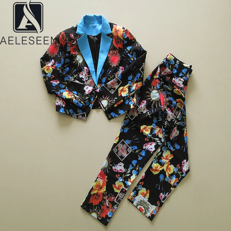 AELESEEN Runway Fashion 2 Pieces Sets Designer Poker Flower Print Blazer + Full-Lenght Pants Elegant Office Ladies Sets
AELESEEN Runway Fashion 2 Pieces Sets Designer Poker Flower Print Blazer + Full-Lenght Pants Elegant Office Ladies Sets