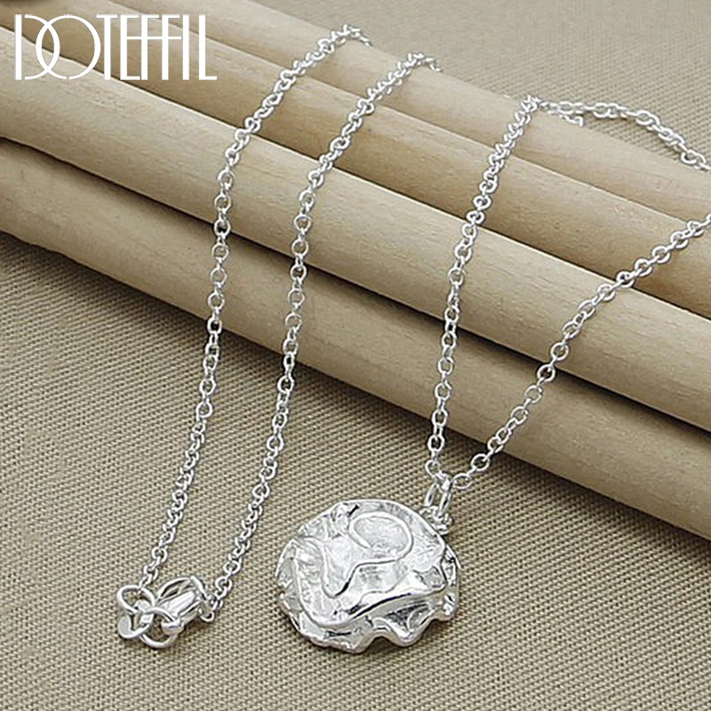 DOTEFFIL 925 Sterling Silver Rose Flower Pendant Necklace 18 Inch Chain For Women Wedding Engagement Fashion Charm Jewelry
DOTEFFIL 925 Sterling Silver Rose Flower Pendant Necklace 18 Inch Chain For Women Wedding Engagement Fashion Charm Jewelry