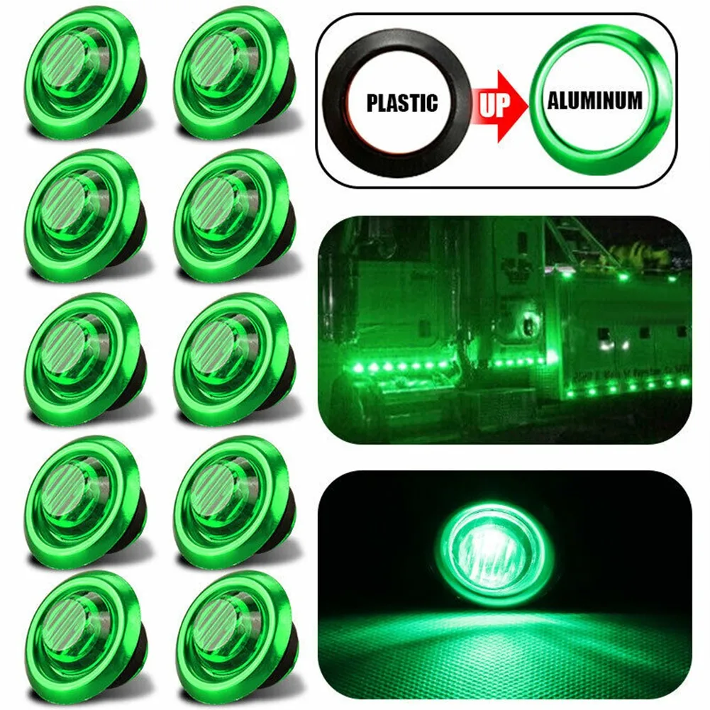 10pcs Side Mark Indicator Green/Blue 3/4'' Round LED Bullet Side Marker Lights Car Truck Trailer 12V 24V ABS+Aluminum Ring Light
10pcs Side Mark Indicator Green/Blue 3/4'' Round LED Bullet Side Marker Lights Car Truck Trailer 12V 24V ABS+Aluminum Ring Light