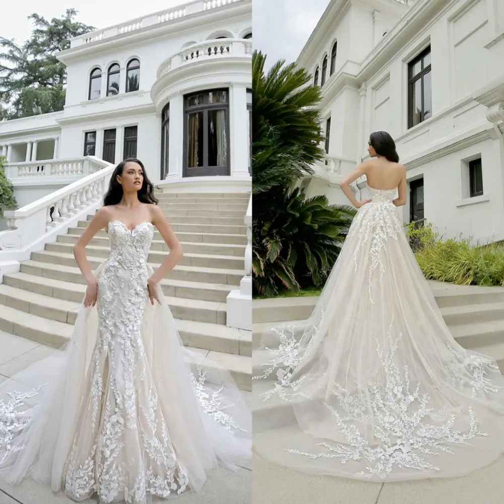 2020 Lace Mermaid Wedding Dresses With Detachable Train Appliques Trumpet Wedding Dress Bridal Gowns Sweetheart Country Robes
2020 Lace Mermaid Wedding Dresses With Detachable Train Appliques Trumpet Wedding Dress Bridal Gowns Sweetheart Country Robes