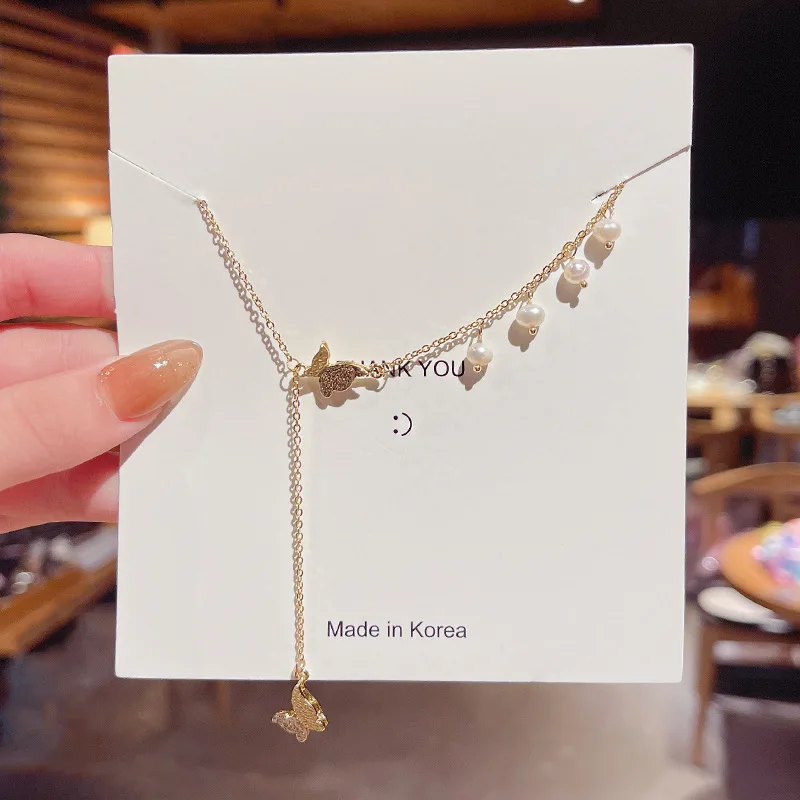 Korean Fashion Butterfly Chain Necklaces Shiny Pearl Choker Dainty Golden Color Titanium Statement Necklace For Women Jewelry
Korean Fashion Butterfly Chain Necklaces Shiny Pearl Choker Dainty Golden Color Titanium Statement Necklace For Women Jewelry