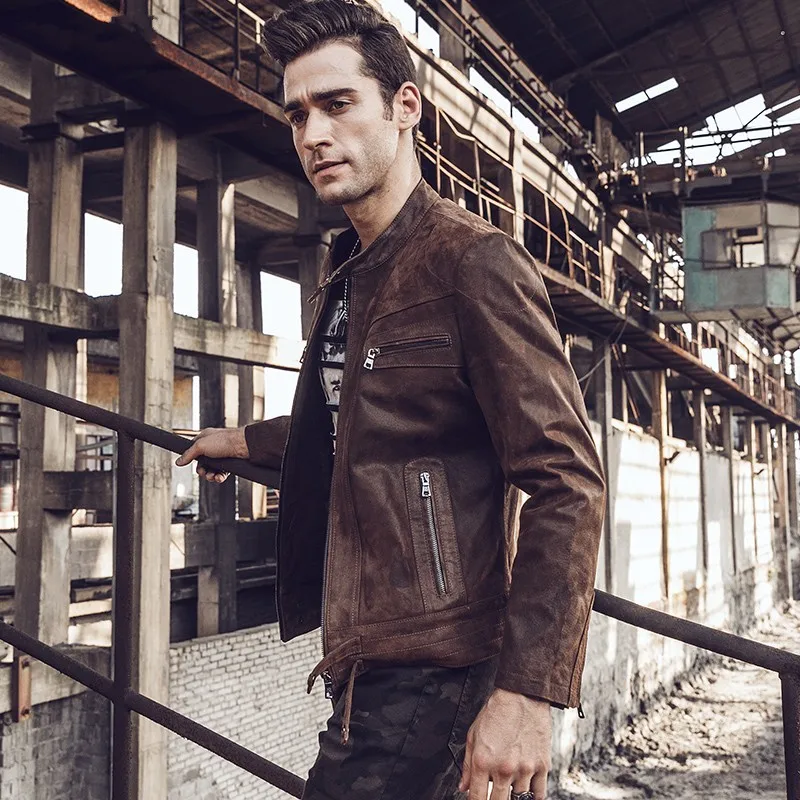 Mens High Quality Natural Pigskin Jacket Stand Collar Windproof Biker Genuine Leather Jacket Slim Fit Brown Short Coat Plus Size
Mens High Quality Natural Pigskin Jacket Stand Collar Windproof Biker Genuine Leather Jacket Slim Fit Brown Short Coat Plus Size