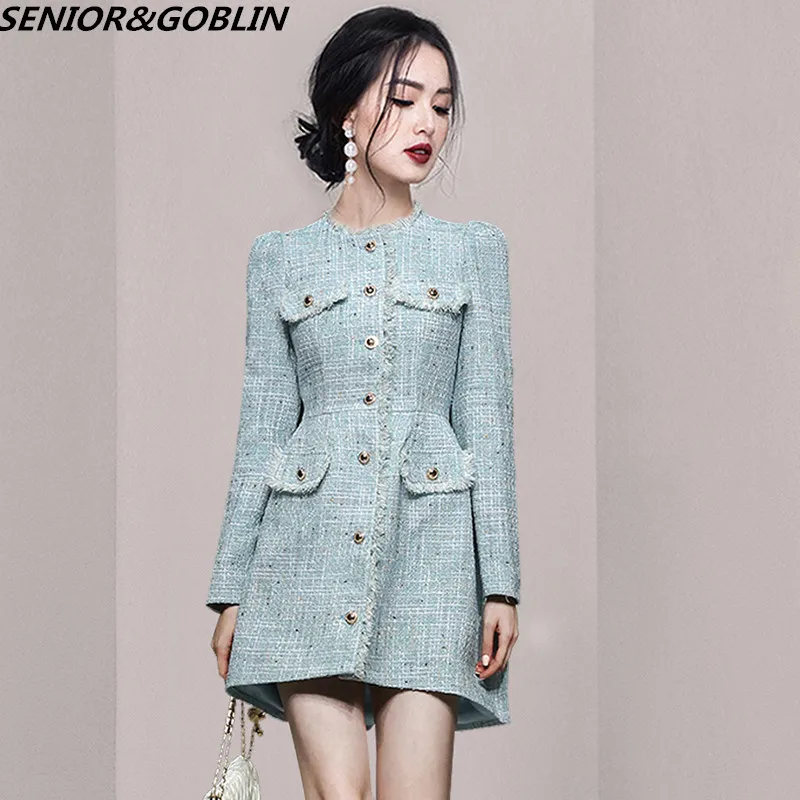 Designer Vintage Women Fashion Tweed Dress Winter Elegant Single-Breasted Simple Casual A-Line Tassels Long Sleeve Office Dress
Designer Vintage Women Fashion Tweed Dress Winter Elegant Single-Breasted Simple Casual A-Line Tassels Long Sleeve Office Dress