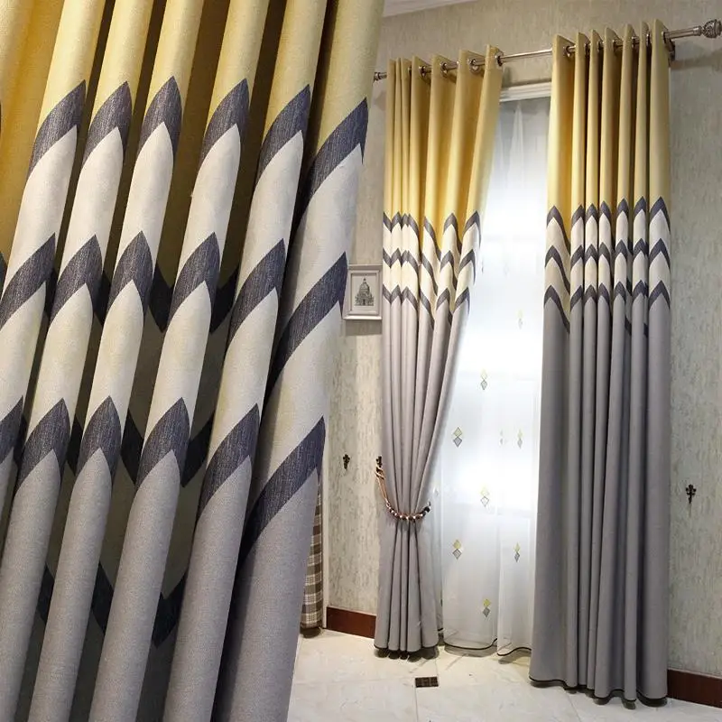 Custom curtains High-quality modern cotton printing broken line bedroom yellow gray blackout curtain livingroom tulle M1043 
Custom curtains High-quality modern cotton printing broken line bedroom yellow gray blackout curtain livingroom tulle M1043