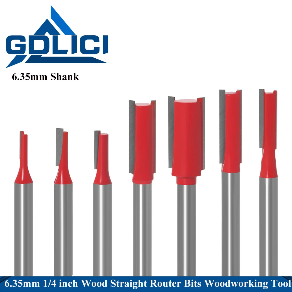 GDLICI 1/4Inch 6mm Straight Bit Carbide Wood Emd Mill Single Double Flute Cnc Router Bit Set Milling Cutter Woodworking Tool
GDLICI 1/4Inch 6mm Straight Bit Carbide Wood Emd Mill Single Double Flute Cnc Router Bit Set Milling Cutter Woodworking Tool