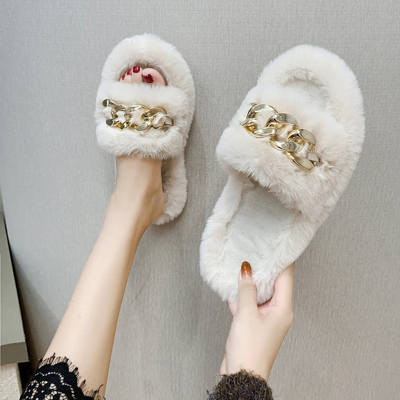 2021 Platform Fluffy Slippers Fashion Chain Winter Keep Warm Flat Slippers Soft Comfort Women Slippers Indoor Non-slip Slipper
2021 Platform Fluffy Slippers Fashion Chain Winter Keep Warm Flat Slippers Soft Comfort Women Slippers Indoor Non-slip Slipper