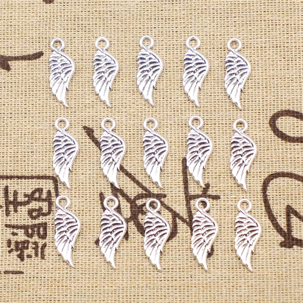 Charm For Making Jewelry Pendants Antique Silver Color Wing 21x8mm 20pcs 
Charm For Making Jewelry Pendants Antique Silver Color Wing 21x8mm 20pcs