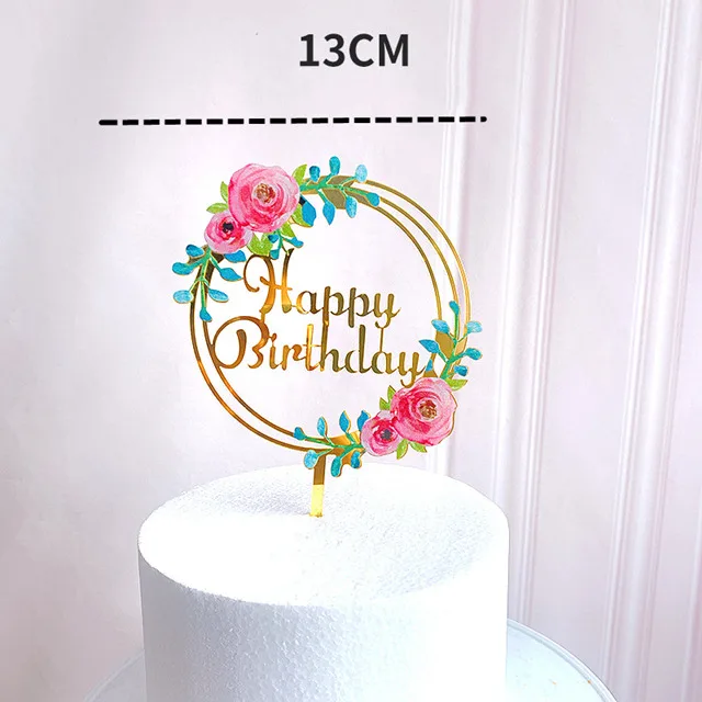 New Colored flowers Happy Birthday Cake Topper Golden Acrylic Birthday party Dessert decoration for Baby shower Baking supplies
New Colored flowers Happy Birthday Cake Topper Golden Acrylic Birthday party Dessert decoration for Baby shower Baking supplies