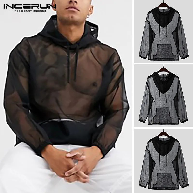 Fashion Mesh T Shirts Men Long Sleeve Hooded See Through Tees INCERUN Man Solid Transparent Tops Casual Pocket T-Shirts S-5XL 7
Fashion Mesh T Shirts Men Long Sleeve Hooded See Through Tees INCERUN Man Solid Transparent Tops Casual Pocket T-Shirts S-5XL 7