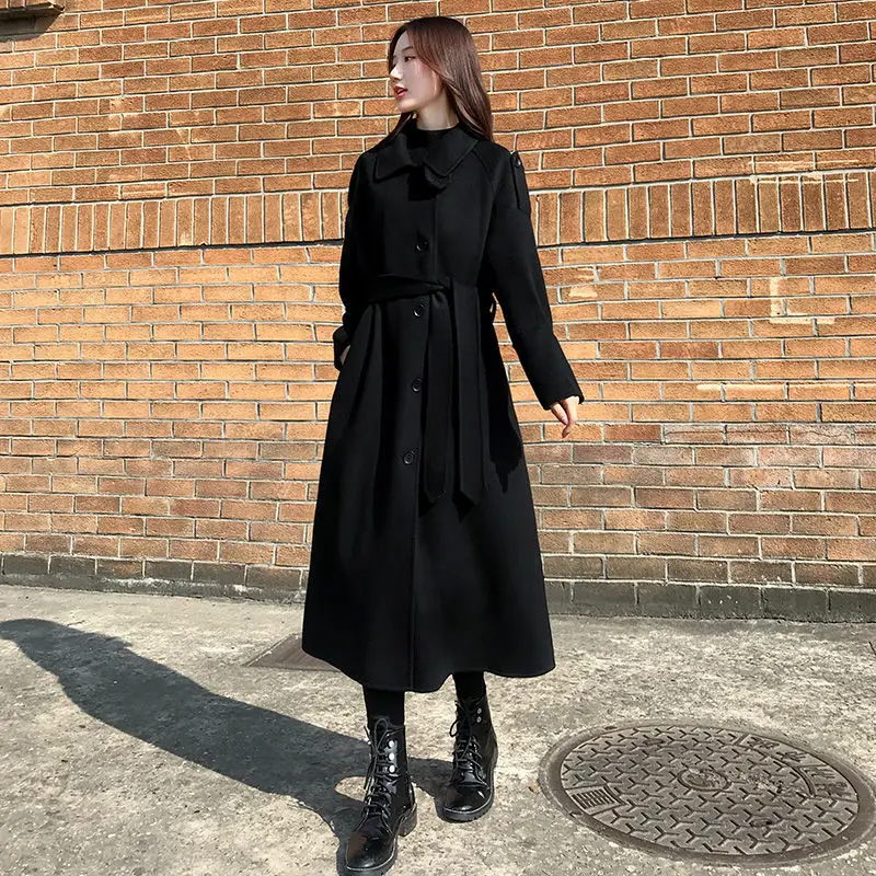 Office Lady Long Coat with Sashes Fahsion Women Autumn Winter Thick Warm Woolen Blend Coat Female Elegent Loose Overcoat L959
Office Lady Long Coat with Sashes Fahsion Women Autumn Winter Thick Warm Woolen Blend Coat Female Elegent Loose Overcoat L959