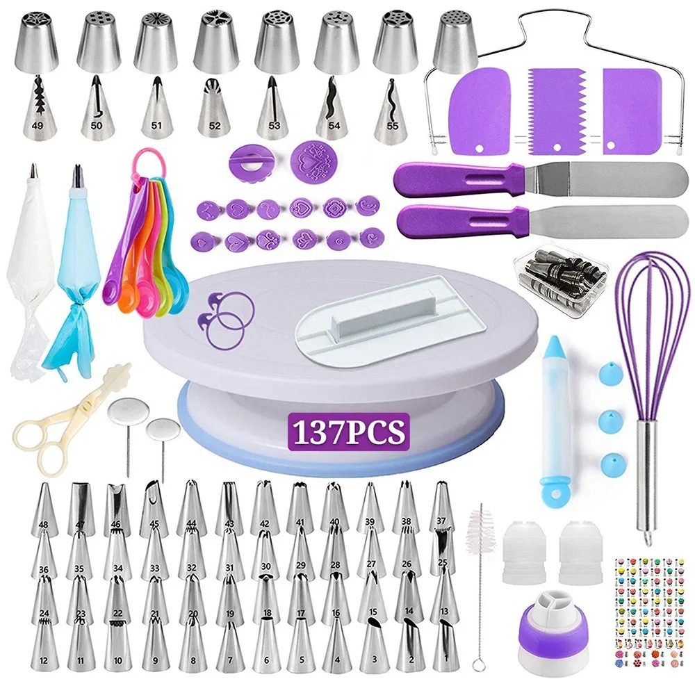 Cake Decorating Tools Turntable Kit 137pcs Sets Baking Tool Piping Nozzle Piping pastry Bag Bakeware Baking kitchen Mold
Cake Decorating Tools Turntable Kit 137pcs Sets Baking Tool Piping Nozzle Piping pastry Bag Bakeware Baking kitchen Mold
