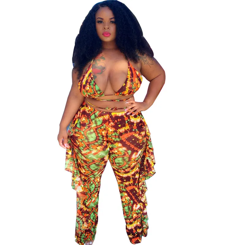 Plus Size Clothing Sexy Party Club 2 Piece Set Women Deep V Neck Bra Crop Top + Ruffles High Waist Pants Suit
Plus Size Clothing Sexy Party Club 2 Piece Set Women Deep V Neck Bra Crop Top + Ruffles High Waist Pants Suit