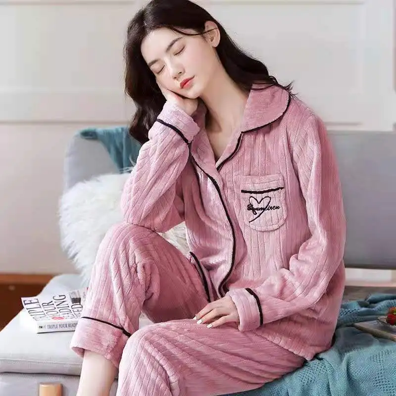 Pajamas Sets For Woman Autumn Winter Thick Flannel Warm Sleepwear Female Pyjamas Long Sleeve Homewear Thick Home Suit
Pajamas Sets For Woman Autumn Winter Thick Flannel Warm Sleepwear Female Pyjamas Long Sleeve Homewear Thick Home Suit