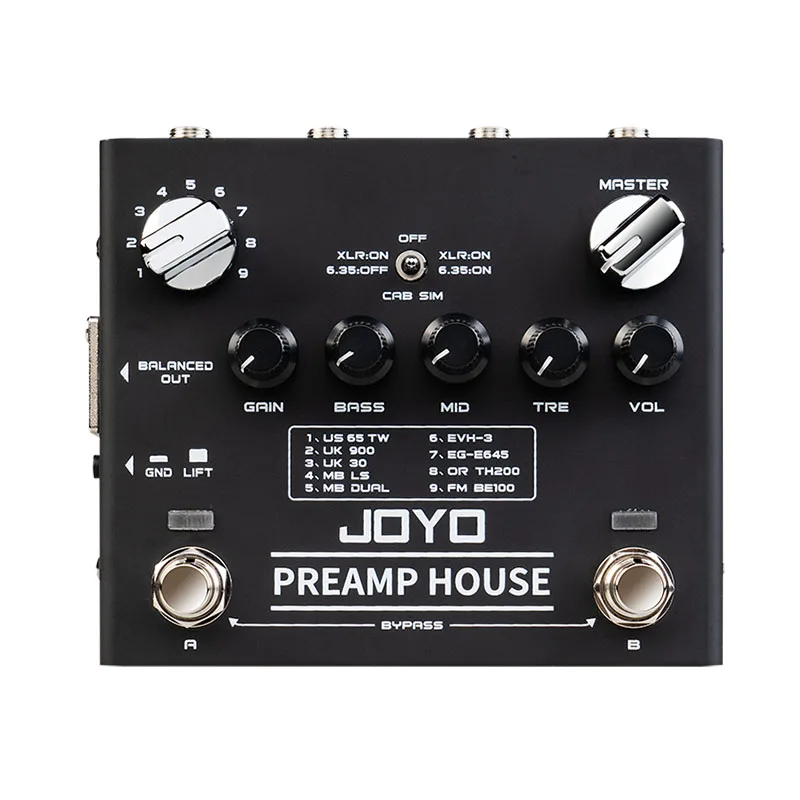 

JOYO Preamp House Multi Effect Pedal 18 Tones 9 AMPs Preamp Simulator With Distortion & Clean Dual Channel R Guitar Pedal R-15