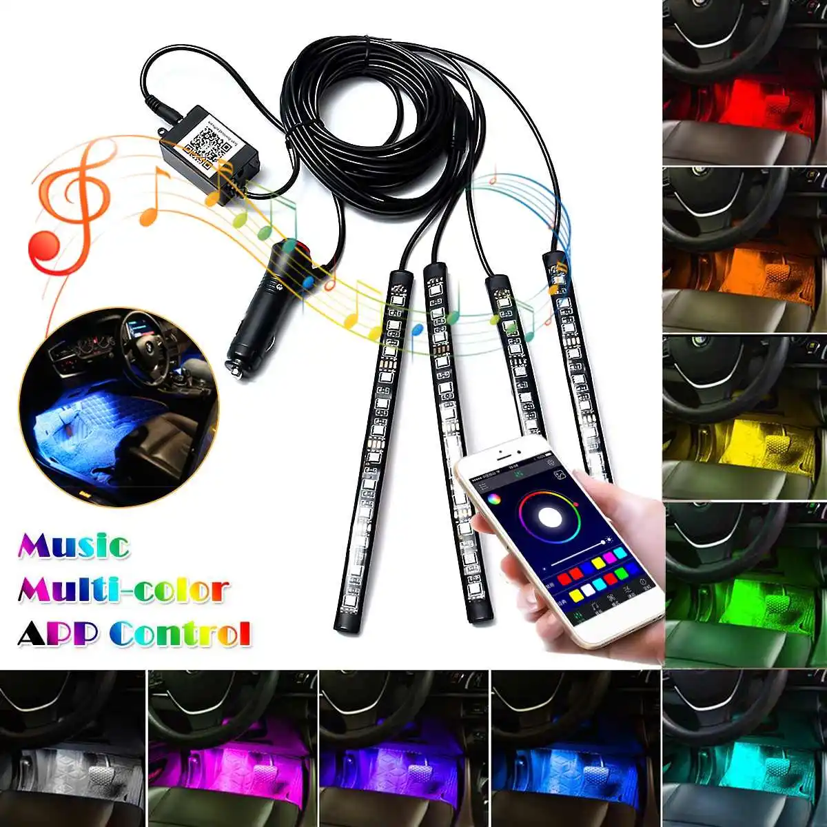 4pcs 12V Car RGB LED Strip Light LED Strip Lights Colors Car Styling Decorative Atmosphere Lamps Car Interior Light With Remote
4pcs 12V Car RGB LED Strip Light LED Strip Lights Colors Car Styling Decorative Atmosphere Lamps Car Interior Light With Remote