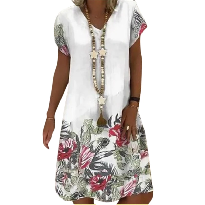 Female Fashion Dress Women Casual Loose Printed Dresses Simple Exquisite Dresses Ladies Slim V-Neck Short Sleeve Dress
Female Fashion Dress Women Casual Loose Printed Dresses Simple Exquisite Dresses Ladies Slim V-Neck Short Sleeve Dress