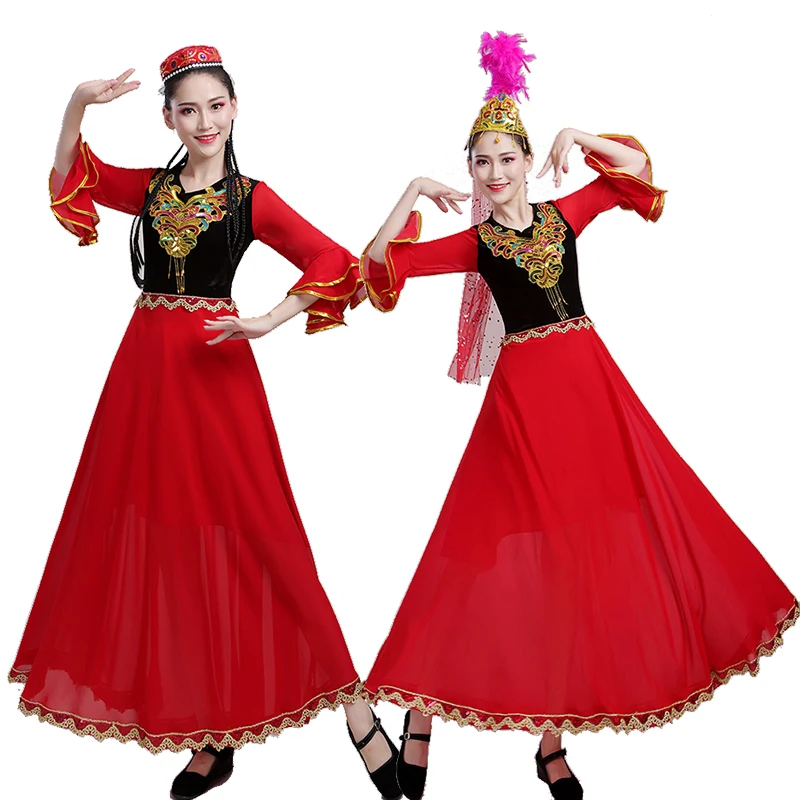 Xinjiang Dance Costume Performance Dress Women Chinese Traditional Costume Uyghur Modern Performance Clothing Female Dresses
Xinjiang Dance Costume Performance Dress Women Chinese Traditional Costume Uyghur Modern Performance Clothing Female Dresses