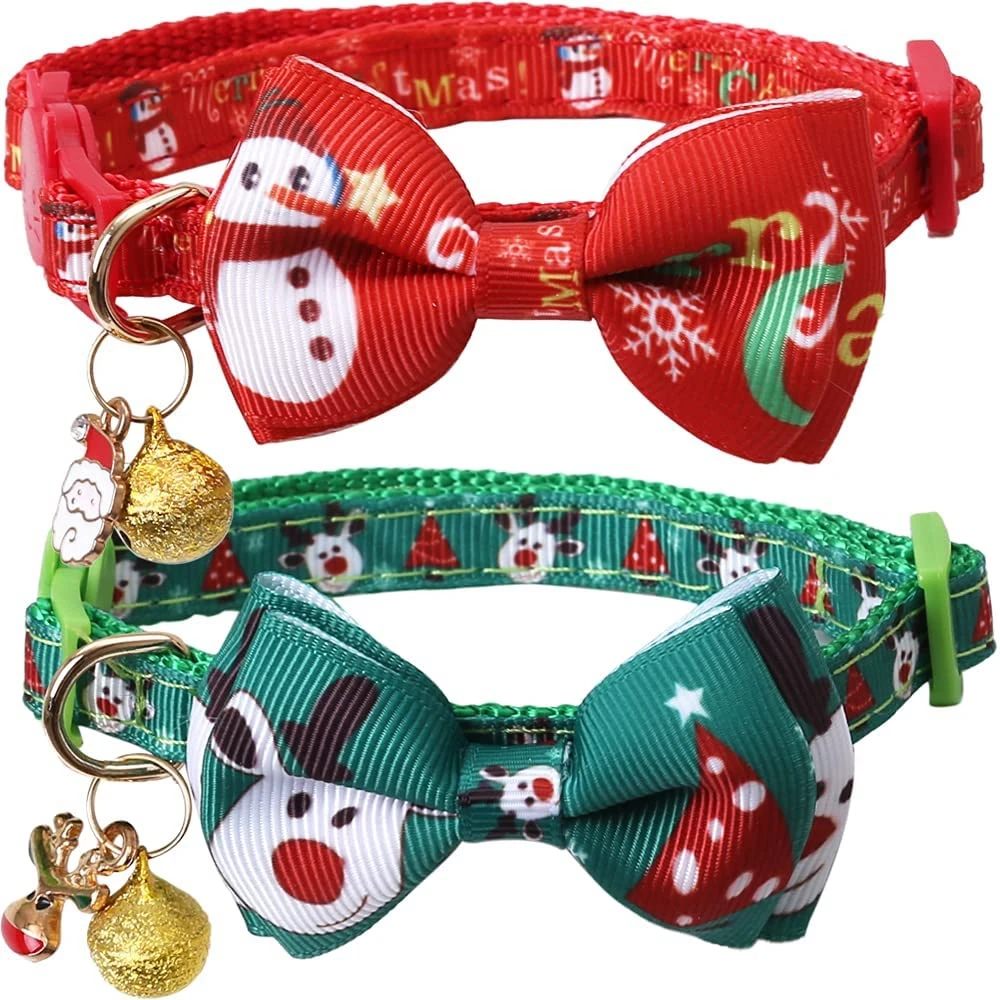 Christmas Cat Collar Breakaway with Bow Tie and Bell Snowman & Cute Elk Patterns for Kitty Adjustable Safety Kitten Collar
Christmas Cat Collar Breakaway with Bow Tie and Bell Snowman & Cute Elk Patterns for Kitty Adjustable Safety Kitten Collar
