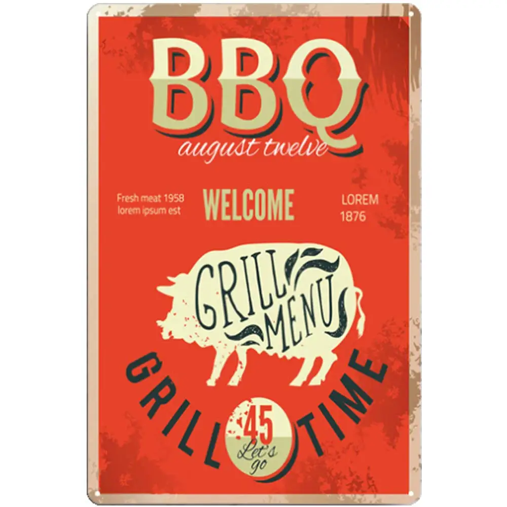 Original Retro Design Grill Time Tin Metal Wall Art Signs Wall Art Thick Tinplate Print Poster Wall Decoration for BBQ
Original Retro Design Grill Time Tin Metal Wall Art Signs Wall Art Thick Tinplate Print Poster Wall Decoration for BBQ