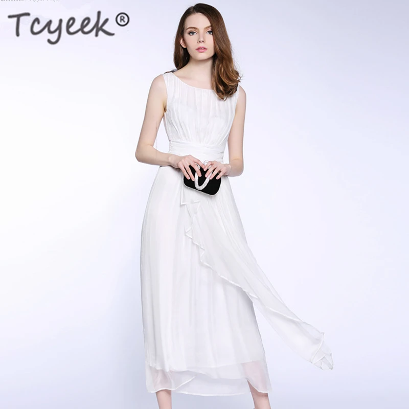 Tcyeek Summer Dress Women 100% Silk Long Dresses Sleeveless White Beach Dresses Maxi Party Dress Slim Vestidos Verano 2020 88002
Tcyeek Summer Dress Women 100% Silk Long Dresses Sleeveless White Beach Dresses Maxi Party Dress Slim Vestidos Verano 2020 88002