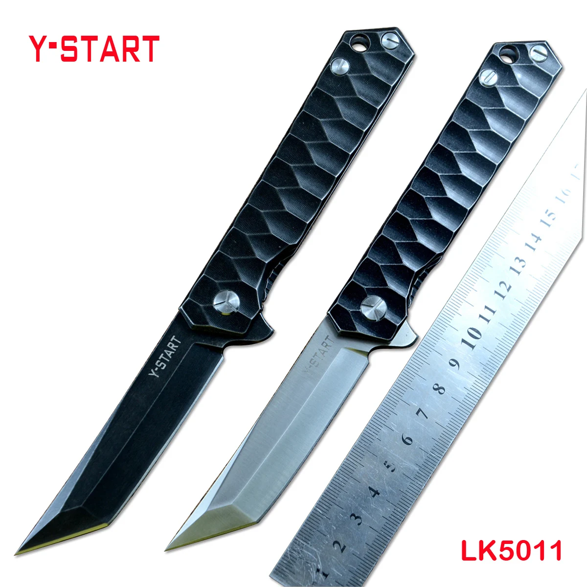 

Y-START Tanto Blade 440C Flipper Outdoor Hunting Pocket Knives TC4 Titanium Handle LK5011