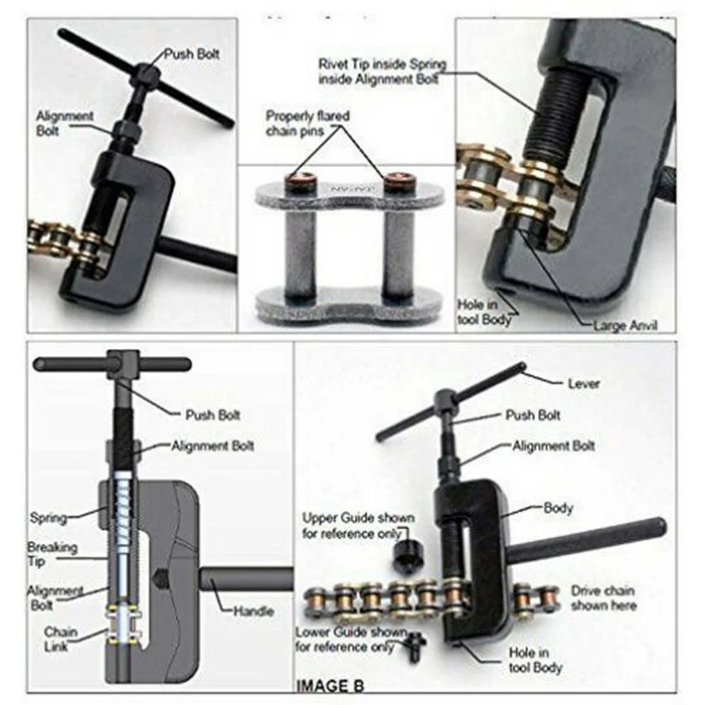 13 PCS Motorcycle Bike Chain Breaker Link Splitter Riveter Riveting Repair Tool Set Remover Chain Tools Cutter Disassembly Tool
13 PCS Motorcycle Bike Chain Breaker Link Splitter Riveter Riveting Repair Tool Set Remover Chain Tools Cutter Disassembly Tool