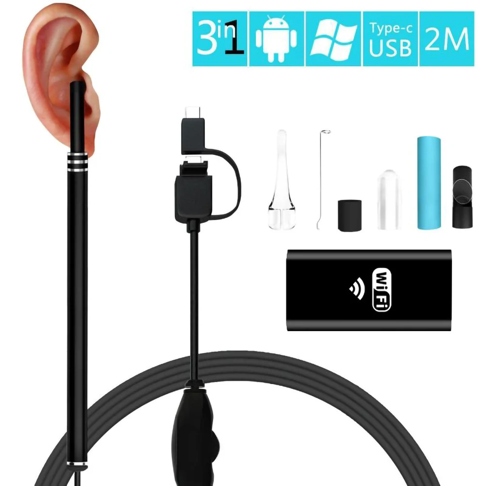 5.5MM Wifi Ear Cleaner Wireless Otoscope HD 720P Camera 3 in 1 USB Ear Cleaning Endoscope Visual Earpick Tool For iPhone Android
5.5MM Wifi Ear Cleaner Wireless Otoscope HD 720P Camera 3 in 1 USB Ear Cleaning Endoscope Visual Earpick Tool For iPhone Android