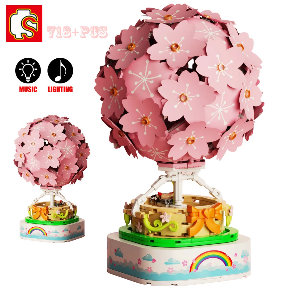 SEMBO Sakura Bricks 718PCS Sakura Hot Air Balloon Music Box Building Blocks Rotatable Beautiful lights Music Box Educational Toy
SEMBO Sakura Bricks 718PCS Sakura Hot Air Balloon Music Box Building Blocks Rotatable Beautiful lights Music Box Educational Toy