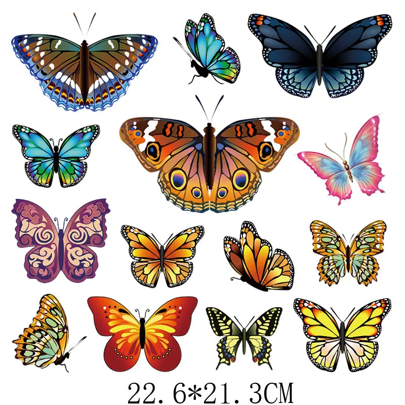 22.6x21.3cm Set Of Colorful Butterfly Iron On Patches For DIY Heat Transfer Clothes T-Shirt Thermal Stickers Decoration Printing
22.6x21.3cm Set Of Colorful Butterfly Iron On Patches For DIY Heat Transfer Clothes T-Shirt Thermal Stickers Decoration Printing
